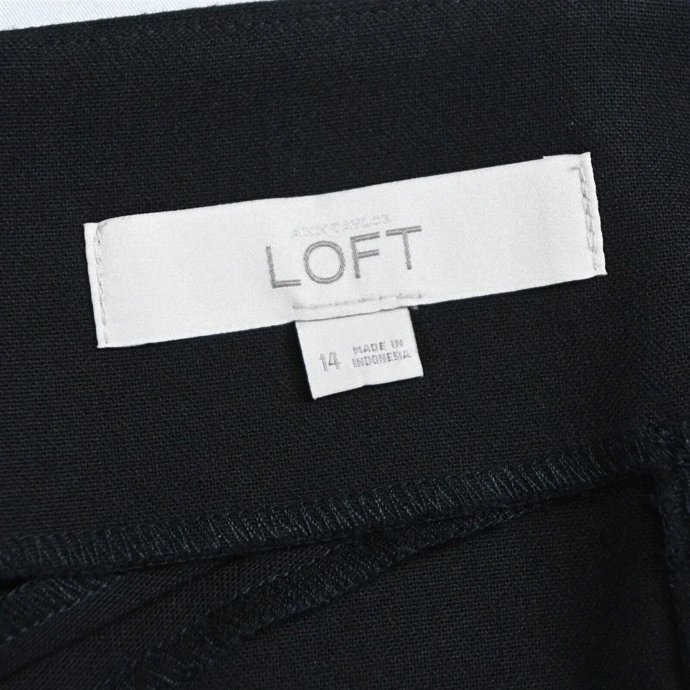 LOFT 14 Black Stretch Ponte-Like Zip Womens Pencil‎ Skirt